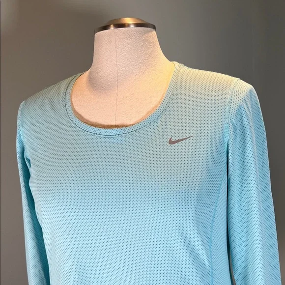 Nike Dri-Fit Blue Long Sleeves Round Neck Athletic Running Shirt L - Picture 2 of 8
